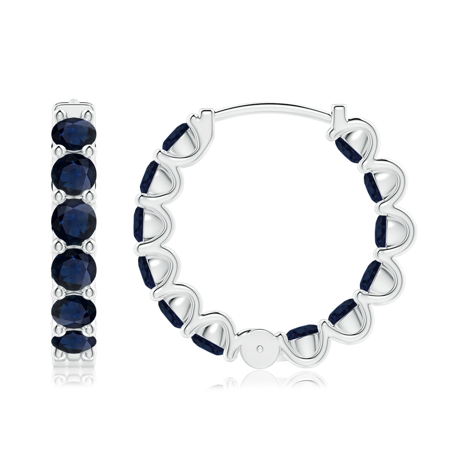 3mm A Prong-Set Bue Sapphire Inside Out Hoop Earrings in White Gold side 199