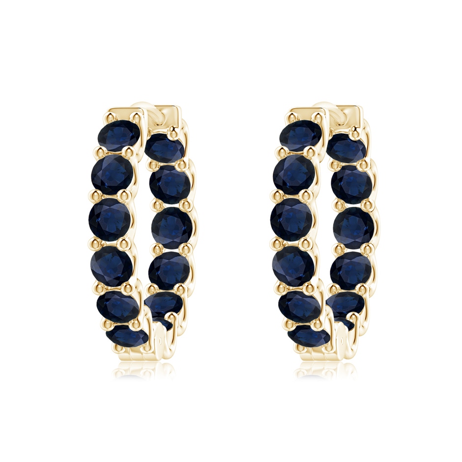 3mm A Prong-Set Bue Sapphire Inside Out Hoop Earrings in Yellow Gold 