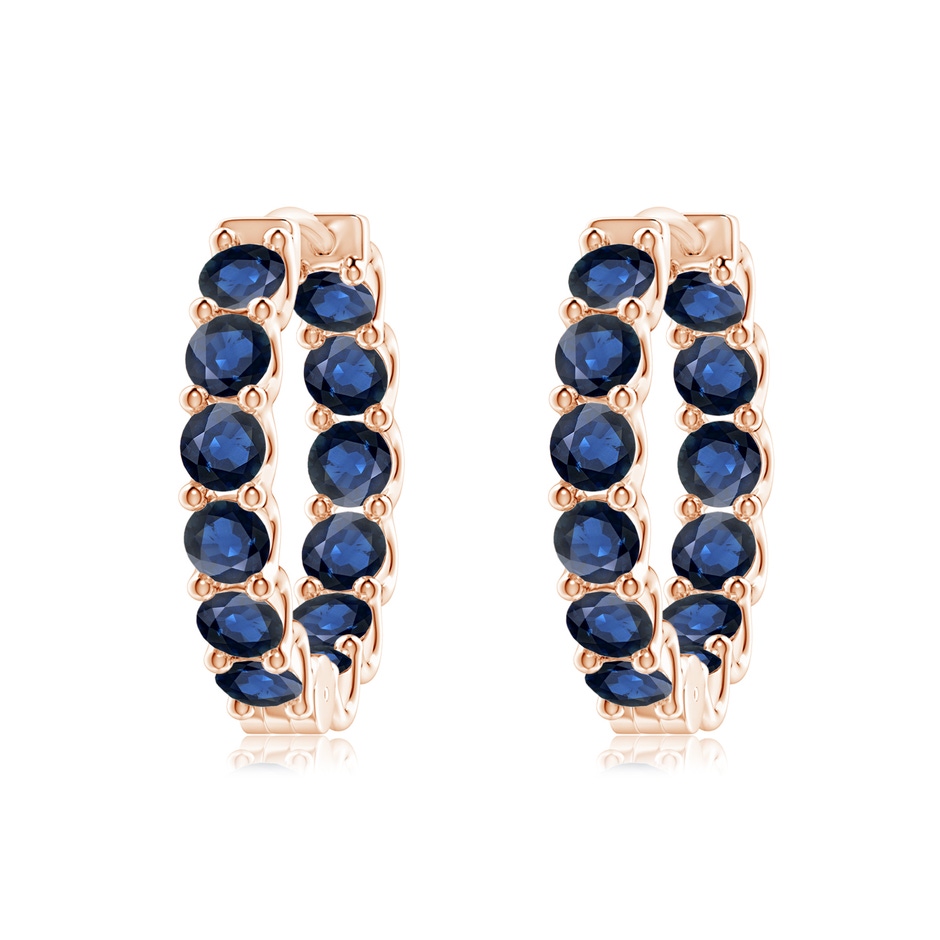 3mm AA Prong-Set Bue Sapphire Inside Out Hoop Earrings in Rose Gold 