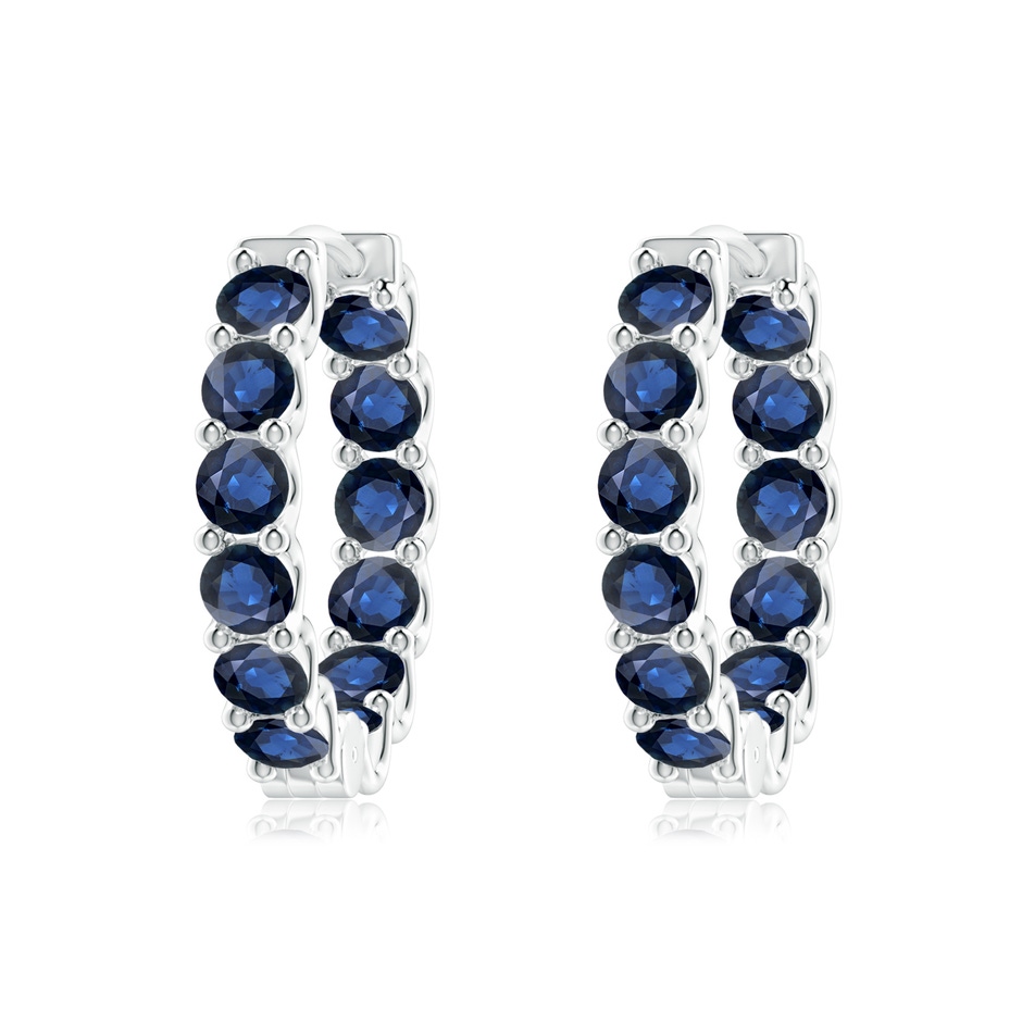 3mm AA Prong-Set Bue Sapphire Inside Out Hoop Earrings in White Gold 