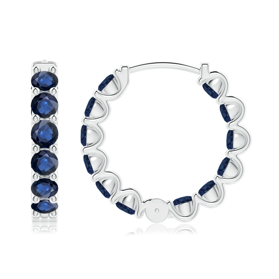 3mm AA Prong-Set Bue Sapphire Inside Out Hoop Earrings in White Gold side 199