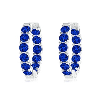 3mm AAAA Prong-Set Bue Sapphire Inside Out Hoop Earrings in P950 Platinum