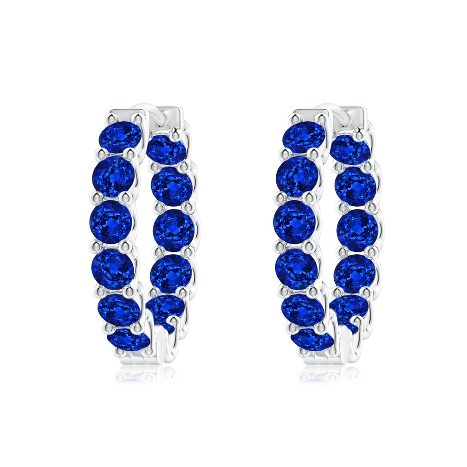 3mm AAAA Prong-Set Bue Sapphire Inside Out Hoop Earrings in P950 Platinum 