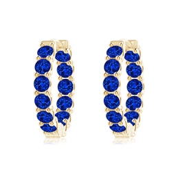 Hoops Yellow Gold Lab Grown Blue Sapphire Earrings