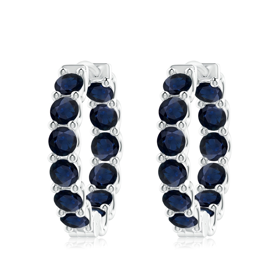 4mm A Prong-Set Bue Sapphire Inside Out Hoop Earrings in White Gold 