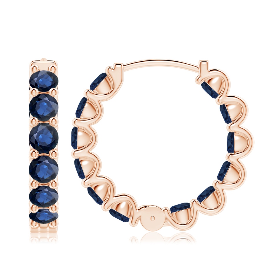4mm AA Prong-Set Bue Sapphire Inside Out Hoop Earrings in Rose Gold side 199