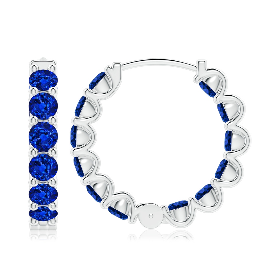 4mm AAAA Prong-Set Bue Sapphire Inside Out Hoop Earrings in P950 Platinum side 199