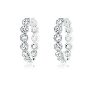 2.15mm GVS2 Bezel-Set Diamond Hoop Earrings with Milgrain in 10K White Gold