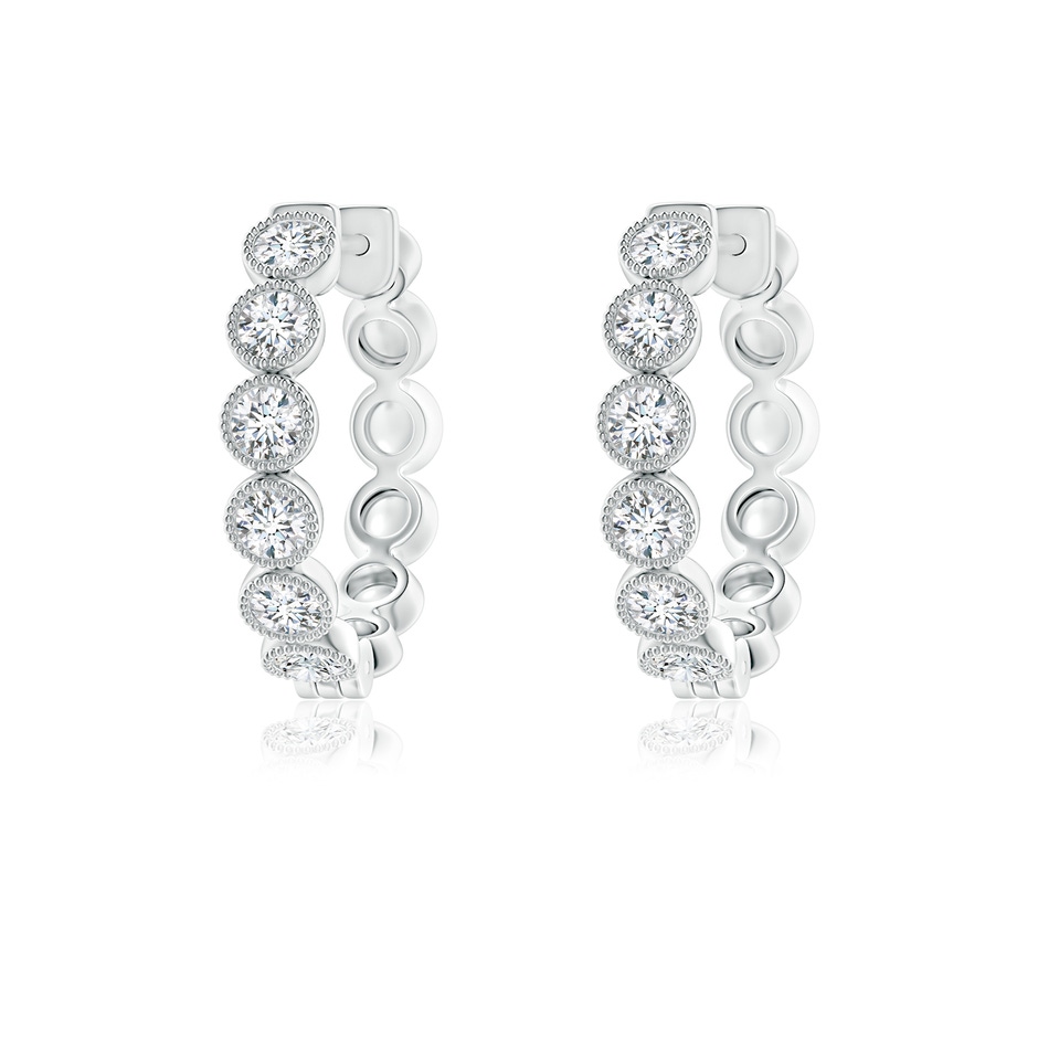 2.15mm GVS2 Bezel-Set Diamond Hoop Earrings with Milgrain in 10K White Gold 