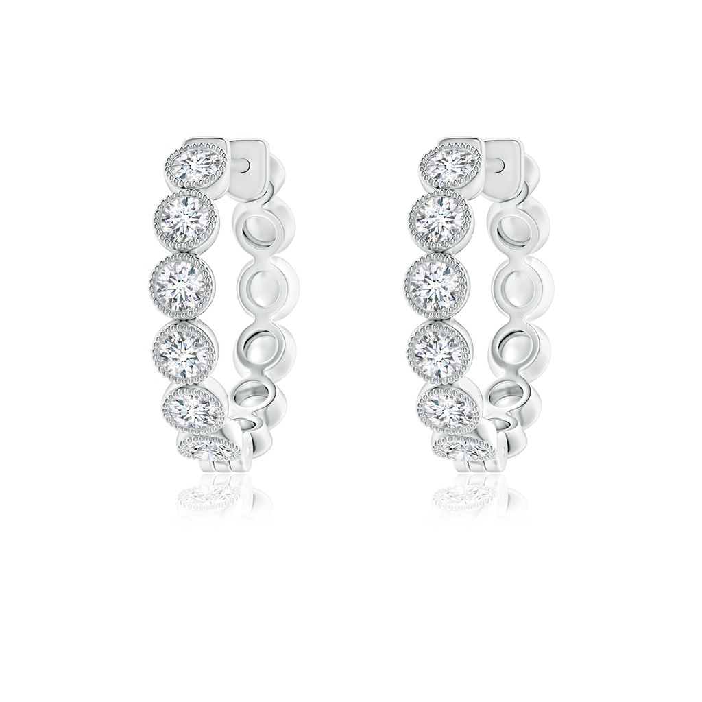 2.15mm GVS2 Bezel-Set Diamond Hoop Earrings with Milgrain in P950 Platinum