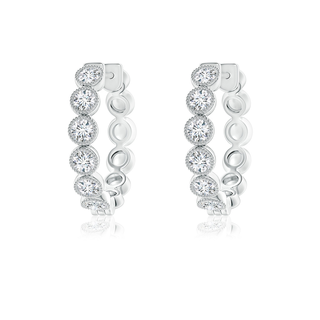 2.15mm GVS2 Bezel-Set Diamond Hoop Earrings with Milgrain in White Gold