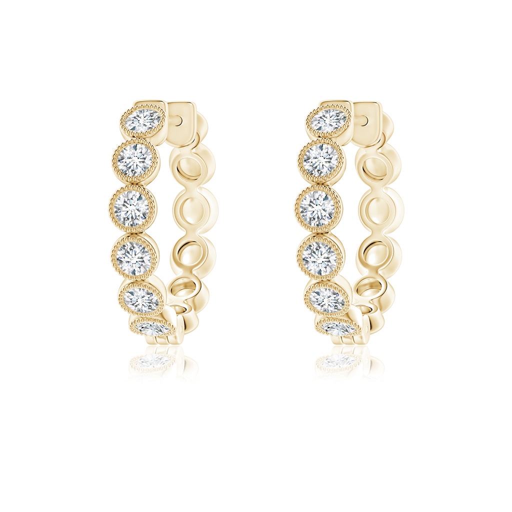 2.15mm GVS2 Bezel-Set Diamond Hoop Earrings with Milgrain in Yellow Gold