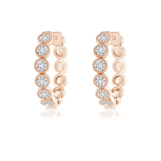 2.15mm HSI2 Bezel-Set Diamond Hoop Earrings with Milgrain in 10K Rose Gold