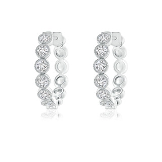 2.15mm HSI2 Bezel-Set Diamond Hoop Earrings with Milgrain in P950 Platinum