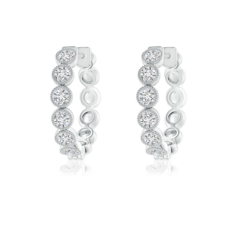 2.15mm HSI2 Bezel-Set Diamond Hoop Earrings with Milgrain in P950 Platinum 