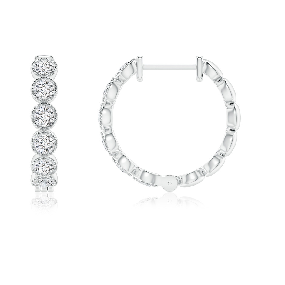 2.15mm HSI2 Bezel-Set Diamond Hoop Earrings with Milgrain in P950 Platinum side 1