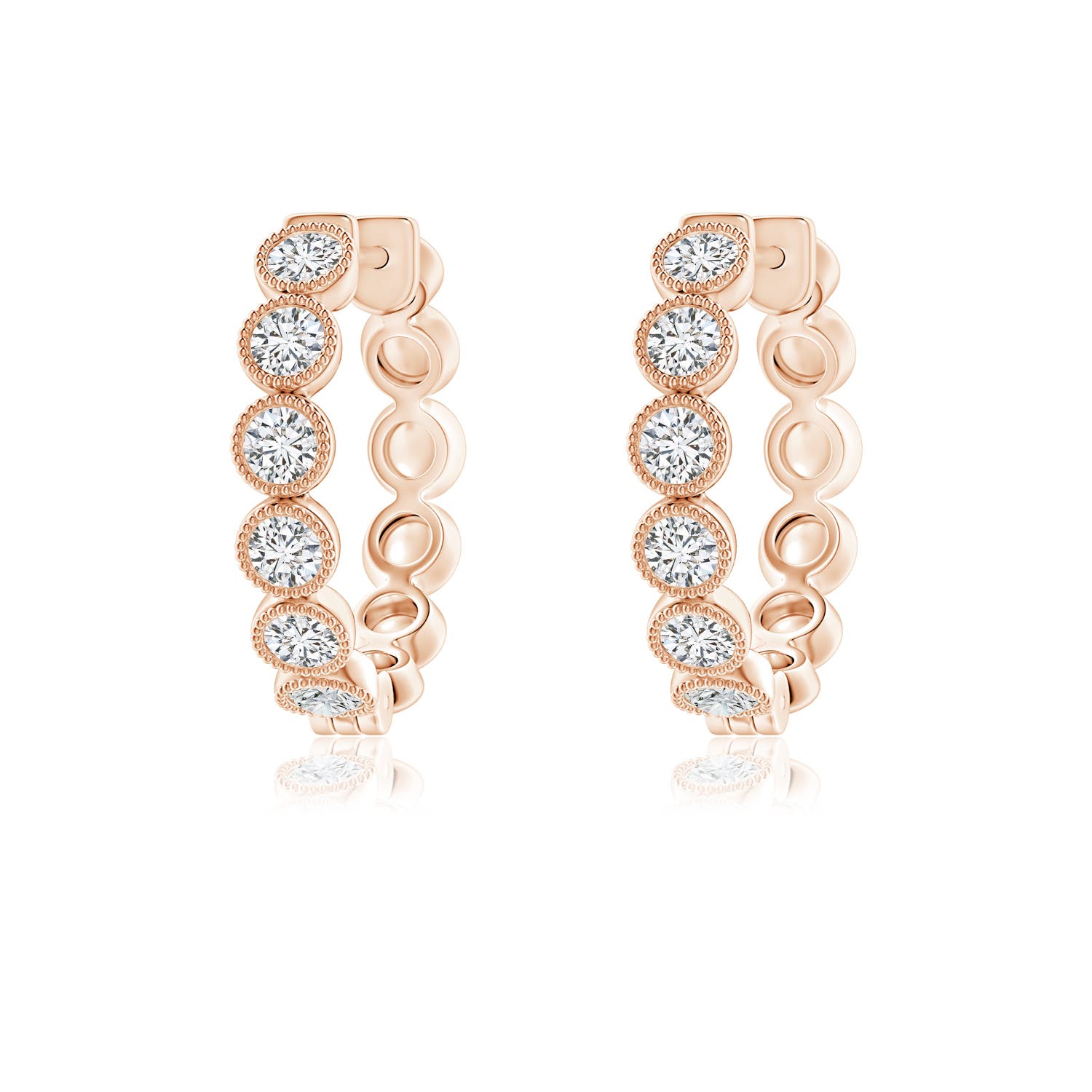 Bezel set deals diamond hoop earrings