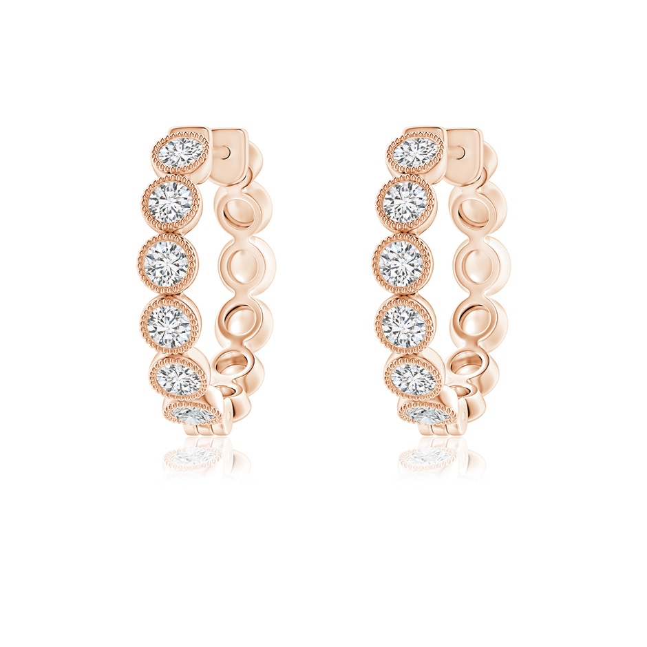 BezelSet Diamond Hoop Earrings with Milgrain Angara