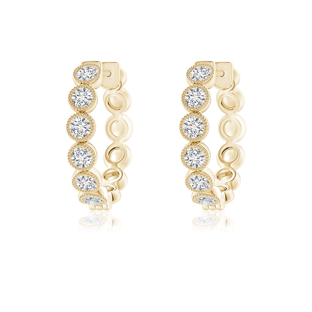 2.15mm HSI2 Bezel-Set Diamond Hoop Earrings with Milgrain in Yellow Gold