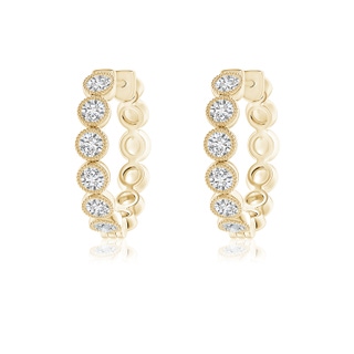 2.15mm HSI2 Bezel-Set Diamond Hoop Earrings with Milgrain in Yellow Gold