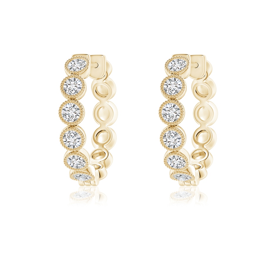 2.15mm HSI2 Bezel-Set Diamond Hoop Earrings with Milgrain in Yellow Gold 