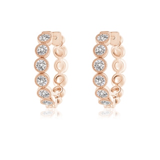 2.15mm IJI1I2 Bezel-Set Diamond Hoop Earrings with Milgrain in 9K Rose Gold