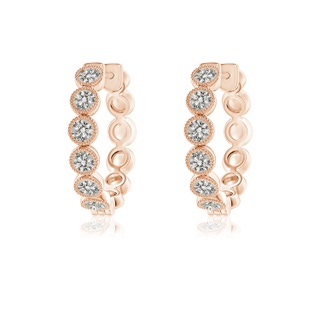 2.15mm KI3 Bezel-Set Diamond Hoop Earrings with Milgrain in 10K Rose Gold