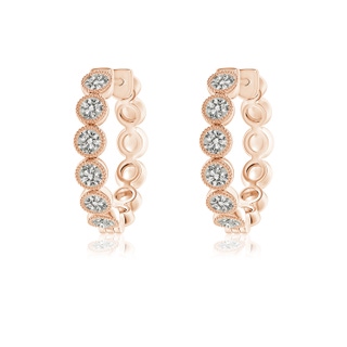 2.15mm KI3 Bezel-Set Diamond Hoop Earrings with Milgrain in 9K Rose Gold