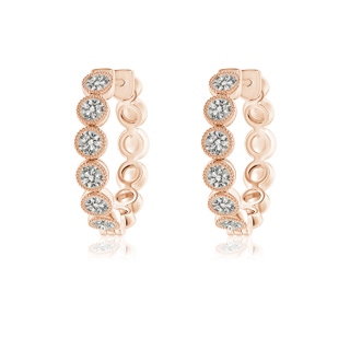 2.15mm KI3 Bezel-Set Diamond Hoop Earrings with Milgrain in Rose Gold