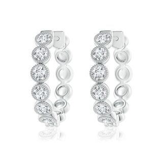 2.75mm GVS2 Bezel-Set Diamond Hoop Earrings with Milgrain in P950 Platinum