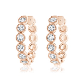 2.75mm GVS2 Bezel-Set Diamond Hoop Earrings with Milgrain in Rose Gold