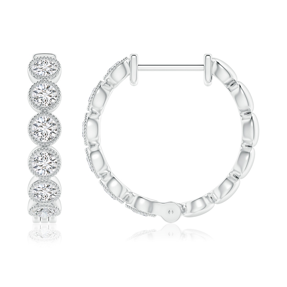 2.75mm HSI2 Bezel-Set Diamond Hoop Earrings with Milgrain in P950 Platinum side 1