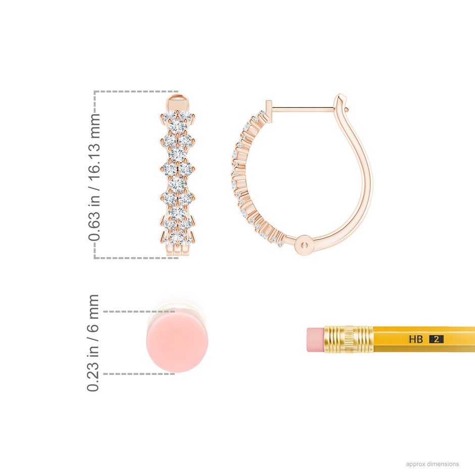 1.8mm GVS2 Diamond Garland Hoop Earrings in Rose Gold Ruler