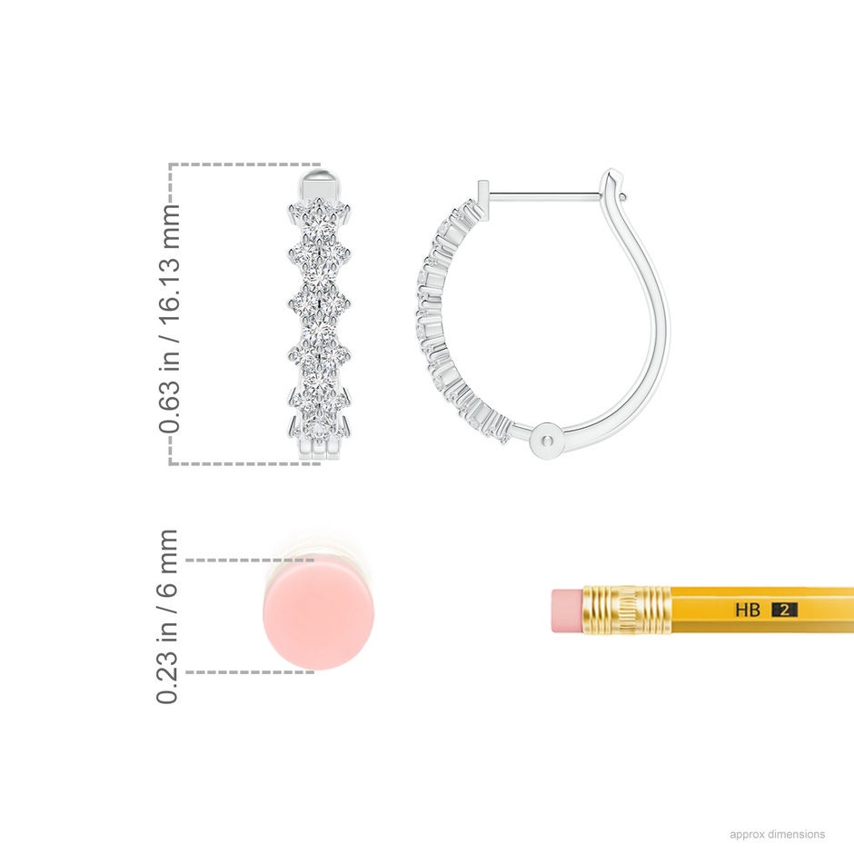 1.8mm HSI2 Diamond Garland Hoop Earrings in P950 Platinum ruler