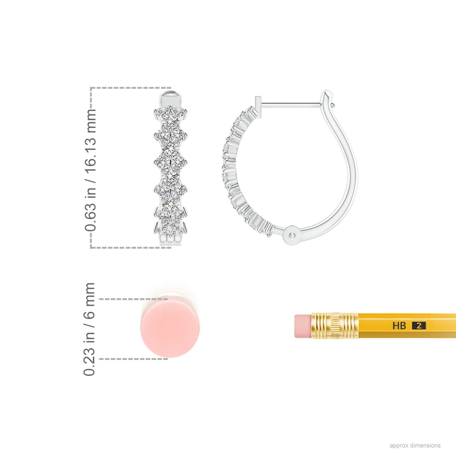 1.8mm IJI1I2 Diamond Garland Hoop Earrings in P950 Platinum ruler