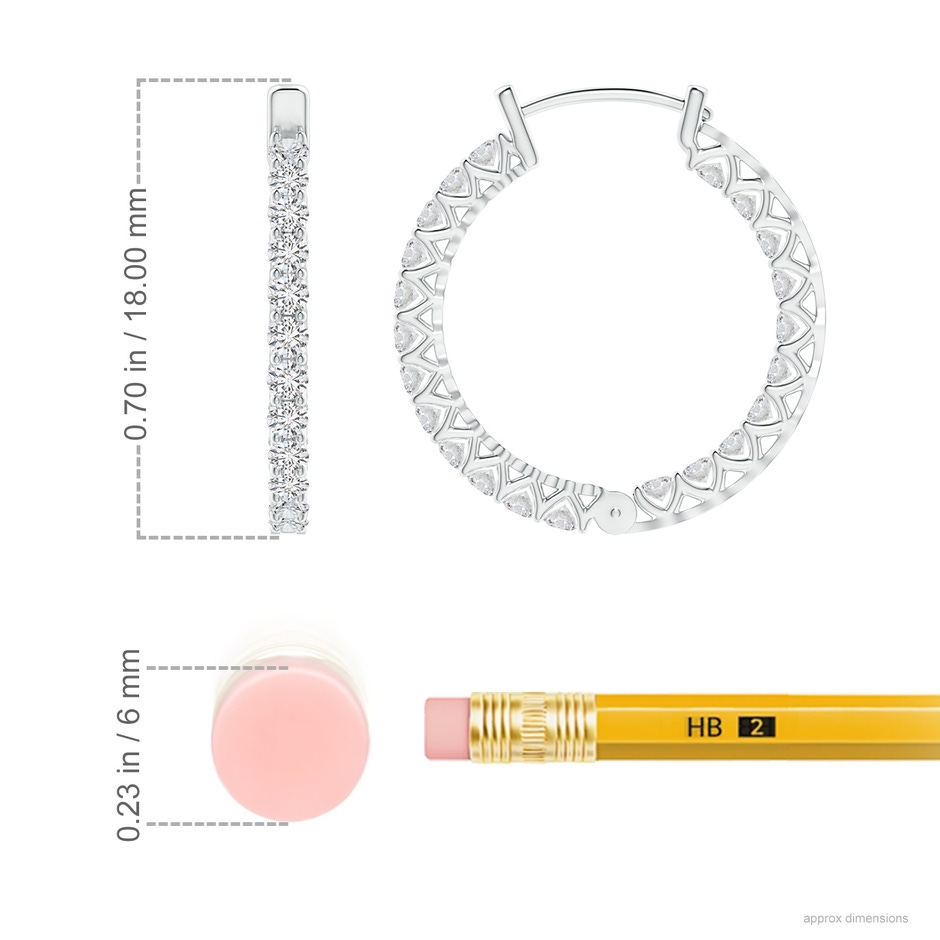 1.65mm HSI2 Diamond Inside Out Eternity Hoop Earrings in P950 Platinum ruler
