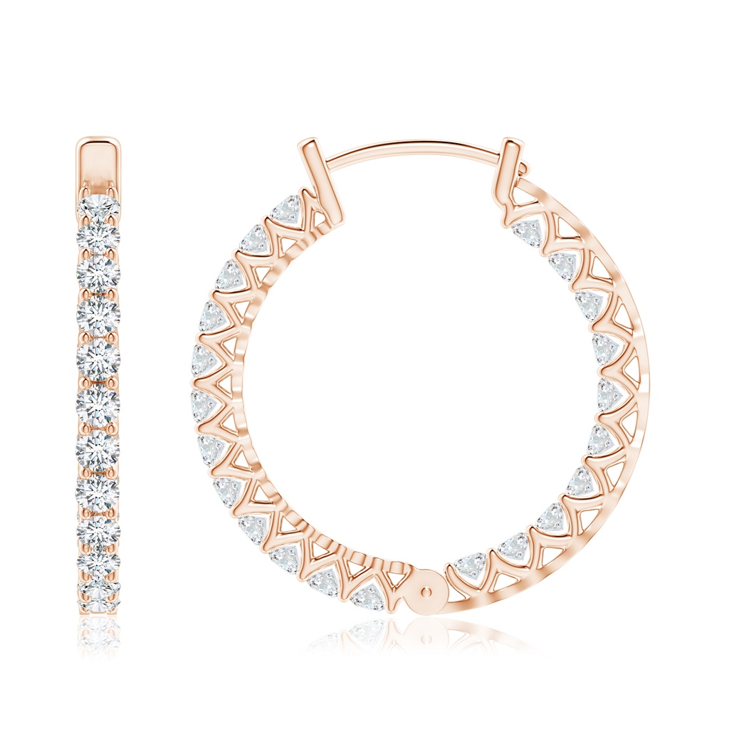 1.75mm GVS2 Diamond Inside Out Eternity Hoop Earrings in Rose Gold Side-1