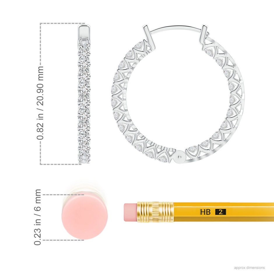 1.75mm HSI2 Diamond Inside Out Eternity Hoop Earrings in P950 Platinum ruler