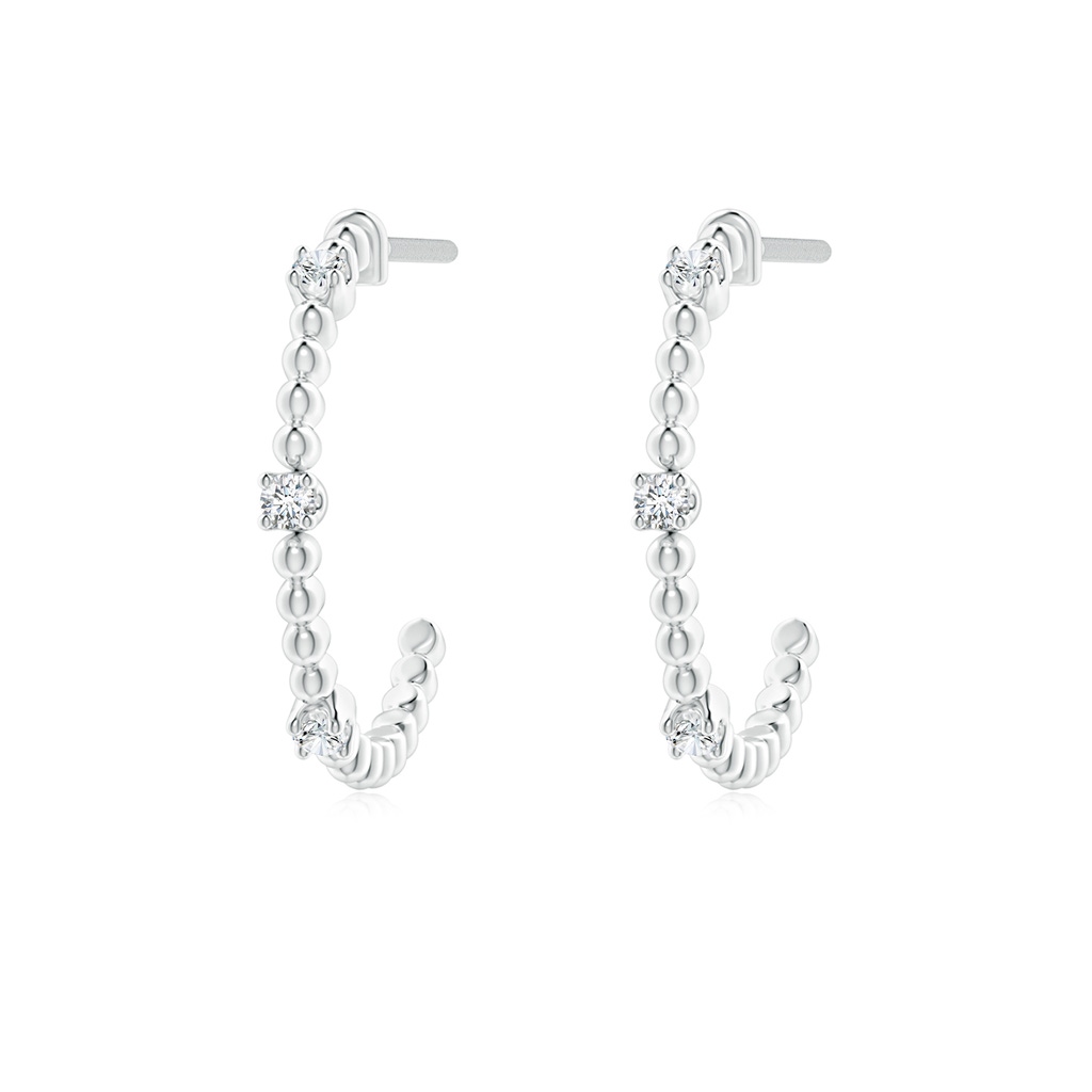 1.5mm GVS2 Diamond Beaded Half Hoop Earrings in P950 Platinum