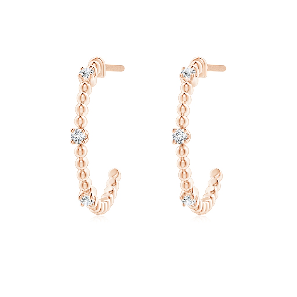 1.5mm GVS2 Diamond Beaded Half Hoop Earrings in Rose Gold