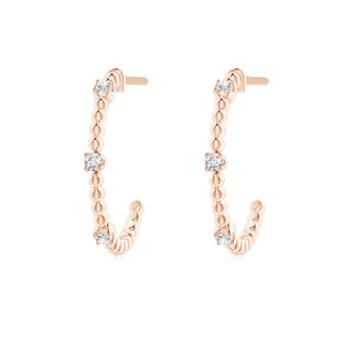 1.5mm GVS2 Diamond Beaded Half Hoop Earrings in Rose Gold