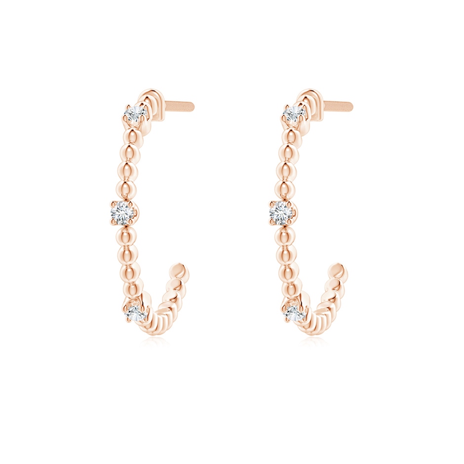 1.5mm GVS2 Diamond Beaded Half Hoop Earrings in Rose Gold 