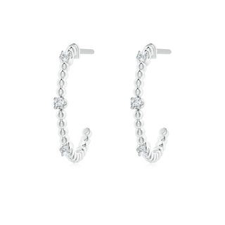 1.5mm GVS2 Diamond Beaded Half Hoop Earrings in White Gold