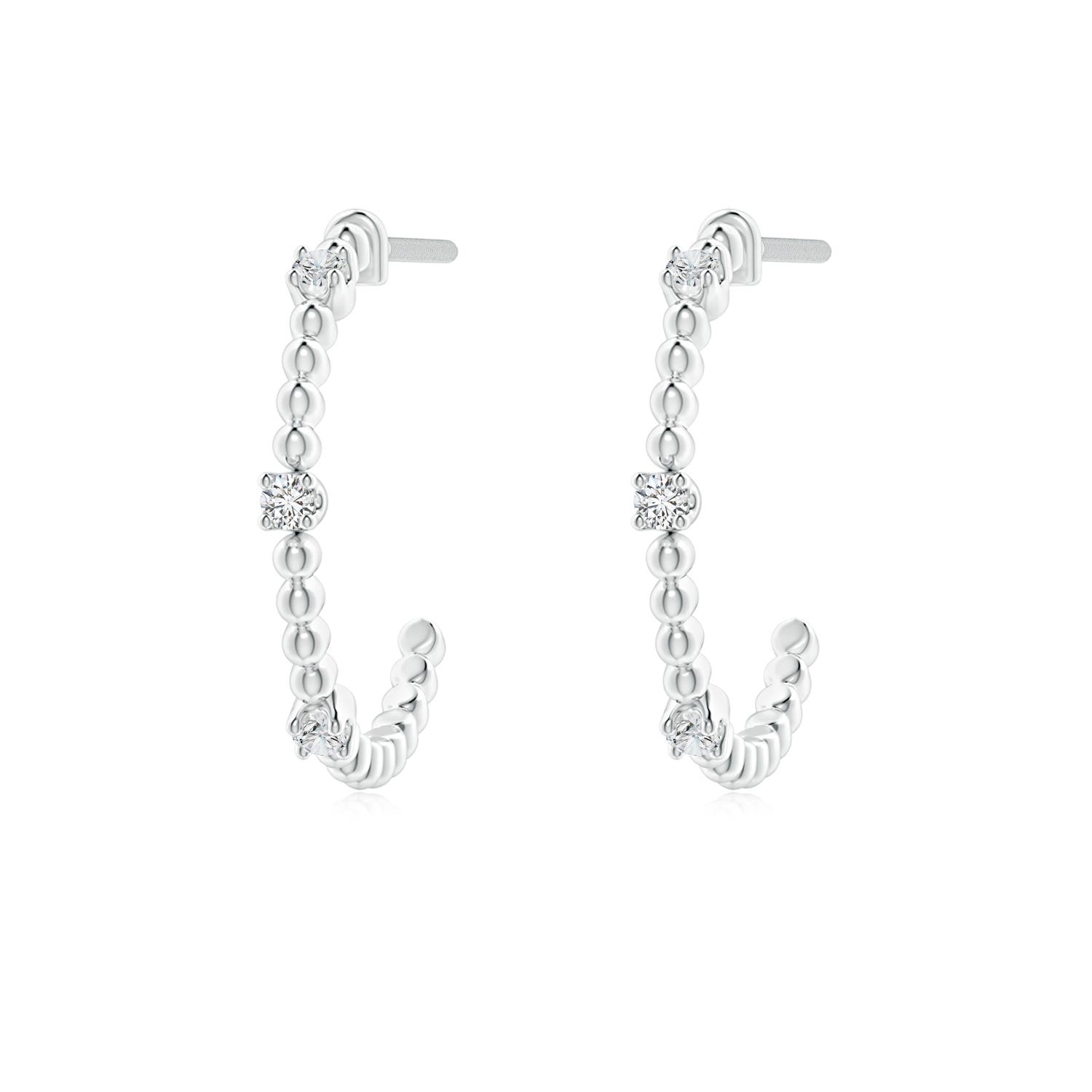 1.5mm HSI2 Diamond Beaded Half Hoop Earrings in P950 Platinum
