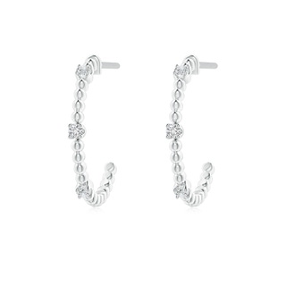 1.5mm HSI2 Diamond Beaded Half Hoop Earrings in White Gold