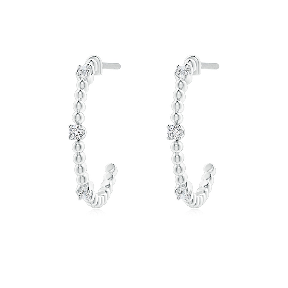 1.5mm HSI2 Diamond Beaded Half Hoop Earrings in White Gold 