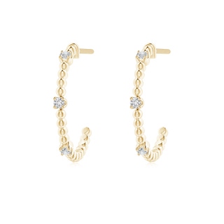 1.5mm HSI2 Diamond Beaded Half Hoop Earrings in Yellow Gold