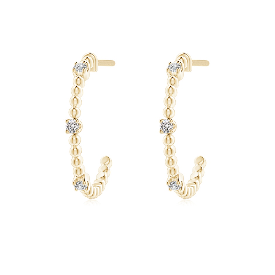 1.5mm IJI1I2 Diamond Beaded Half Hoop Earrings in Yellow Gold 