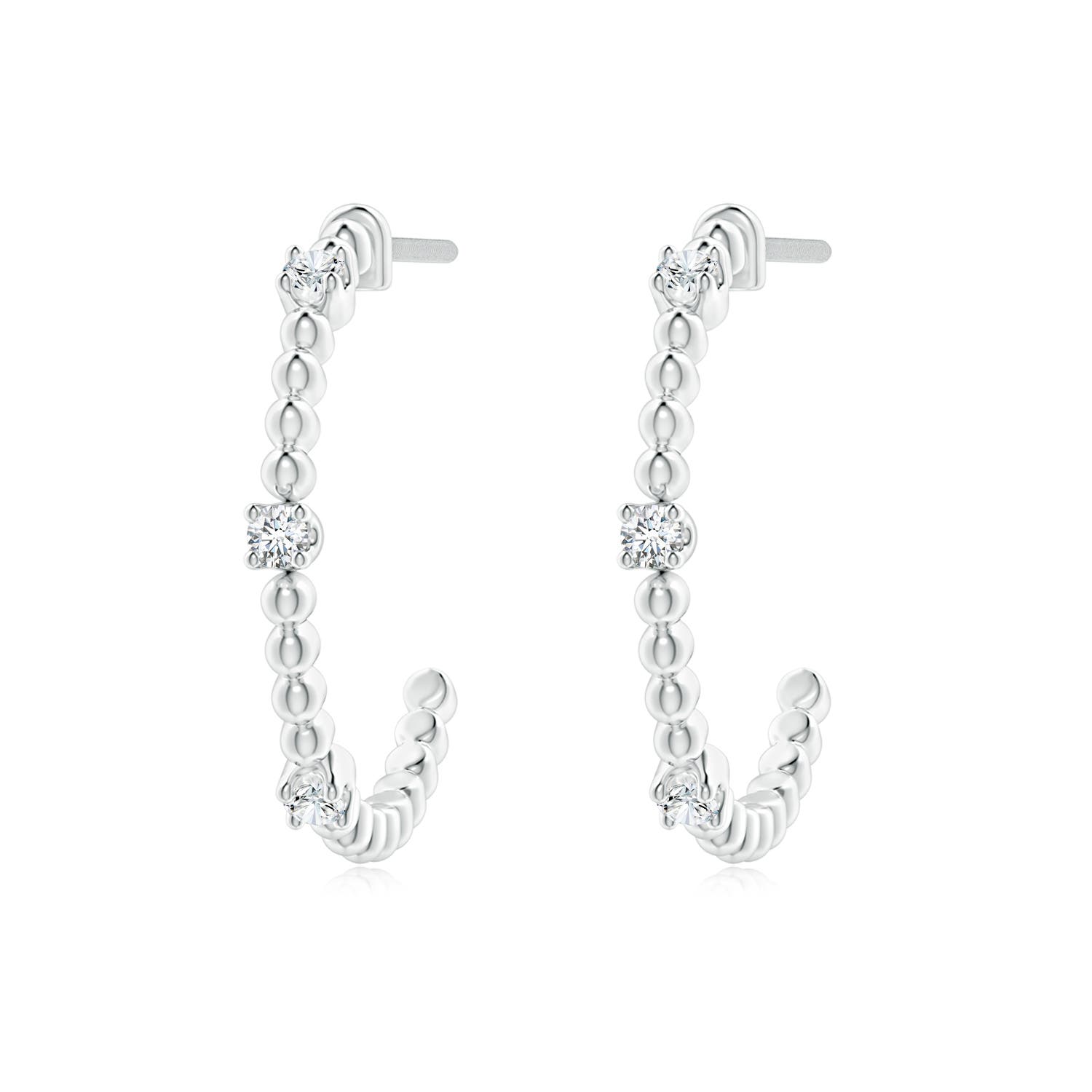 1.7mm GVS2 Diamond Beaded Half Hoop Earrings in P950 Platinum