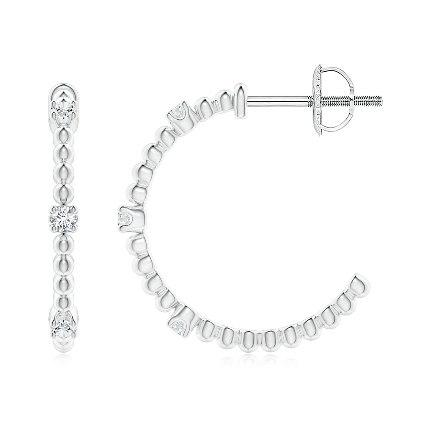 1.7mm GVS2 Diamond Beaded Half Hoop Earrings in P950 Platinum - side 1